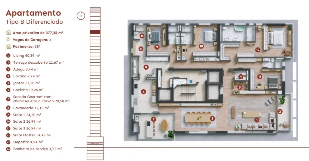 Apartamento com 4 Suítes à Venda no Edifício Gioia | Ecoville Curitiba — foto 19